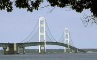 The Mackinac Bridge spans the Straits of Mackinac from Mackinaw City, Mich., July 19, 2002. A Michigan judge has ruled in favour of Enbridge Inc. in its long-standing dispute with the state over the Line 5 cross-border pipeline. THE CANADIAN PRESS/AP-Carlos Osorio