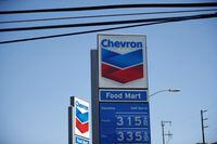 FILE PHOTO: The Chevron logo is seen in Los Angeles, California, United States, April 12, 2016. REUTERS/Lucy Nicholson/File Photo