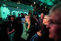 Green Party leader Elizabeth May looks on while gathering with supporters to watch the federal election results in Victoria, British Columbia, Canada October 21, 2019.  REUTERS/Kevin Light