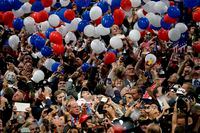 Confetti and balloons fall during celebrations after Republican presidential candidate Donald Trump's acceptance speech on the final day of the Republican National Convention, in Cleveland, Ohio, on July 21, 2016.