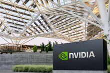 FILE PHOTO: The logo of NVIDIA as seen at its corporate headquarters in Santa Clara, California, in May of 2022. Courtesy NVIDIA/Handout via REUTERS