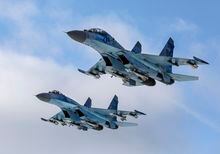 Su-27 fighter jets fly above a military base in the Zhytomyr region, Ukraine, on Dec. 6, 2018. Ukraine's President Volodymyr Zelenskyy has made a “desperate” plea to the United States to help Kyiv get more warplanes to fight Russia's invasion. (Mikhail Palinchak, Presidential Press Service via AP)