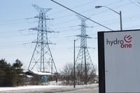 TORONTO, : March 9, 2015 -  Power lines run out of the the Hydro One Claireville Transfer Station in Vaughan, Ontario Monday March 9, 2015.  (Tim Fraser for The Globe and Mail)

(For The Globe and Mail story by n/a )