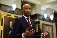Minister of Housing and Diversity and Inclusion Ahmed Hussen speaks during a news conference in the foyer of the House of Commons in Ottawa on June 6, 2022. Diversity Minister Ahmed Hussen says the government has cut funding to an anti-racism project over "reprehensible and vile" tweets by a senior consultant involved in the strategy. Hussen says the project helmed by the Community Media Advocacy Centre -- which received $133,000 from the Heritage Department -- has been suspended. The move follows reporting by The Canadian Press on tweets sent by Laith Marouf, a senior consultant on the project to build an anti-racism strategy for Canadian broadcasting. Hussen described the tweets as "antisemitic" and called on the centre to explain how they hired Marouf and how they plan on rectifying the situation. THE CANADIAN PRESS/Justin Tang