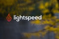 The logo of the company Lightspeed at the company offices in Montreal on Monday, October 16, 2017. (Dario Ayala / The Globe and Mail)