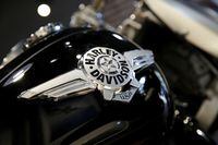 FILE PHOTO: The logo of U.S. motorcycle company Harley-Davidson is seen on one of their models at a shop in Paris, France, August 16, 2018.  REUTERS/Philippe Wojazer