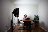 Ruona Balogun works on one of her YouTube videos at her home in Moncton, New Brunswick on December 11, 2022. Chris Donovan/The Globe and Mail