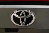 FILE - The Toyota logo is shown on a vehicle at the Philadelphia Auto Show on Jan. 27, 2023, in Philadelphia. (AP Photo/Matt Rourke, File)