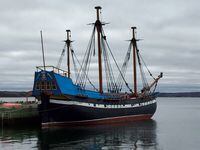 The historic ship Hector is shown berthed in Pictou, N.S., on Wednesday, May 4, 2016. When post-tropical storm Fiona ripped through Nova Scotia, it initially marked another setback for the team working on restoring the Hector. THE CANADIAN PRESS/Aly Thomson