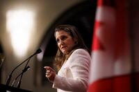 Canada’s Deputy Prime Minister Chrystia Freeland addresses a crowd at the Empire Club of Canada in Toronto, Thursday, June 16, 2022. THE CANADIAN PRESS/Cole Burston