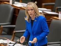 Merrilee Fullerton says she is stepping down as the provincial representative for Kanata-Carlteon immediately. Merrilee Fullerton answers questions at Queen’s Park in Toronto on Wednesday, May 5, 2021.THE CANADIAN PRESS/Frank Gunn