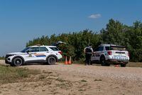 A police roadblock is set up at the James Smith Cree Nation, Sask., on Tuesday, September 6, 2022. Nine First Nations police service say Ottawa's "deliberate and wilful underfunding" of policing in their communities amounts to discrimination. THE CANADIAN PRESS/Heywood Yu