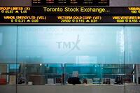 The Toronto Stock Exchange Broadcast Centre is shown in Toronto on June 28, 2013. THE CANADIAN PRESS/Aaron Vincent Elkaim