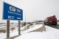 Traffic signs for the 407 are photographed on Tuesday, January 29, 2019.