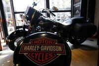 FILE PHOTO: The logo of U.S. motorcycle company Harley-Davidson is seen on one of their models at a shop in Paris, France, August 16, 2018.  REUTERS/Philippe Wojazer/File Photo