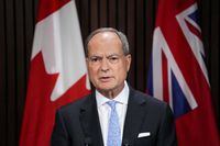 Ontario Finance Minister Peter Bethlenfalvy speaks to the media following the Speech from the Throne at Queen's Park in Toronto, on Tuesday, August 9, 2022.&nbsp;Ontario is set to release its fall economic statement on Nov. 14. THE&nbsp;CANADIAN PRESS/Andrew Lahodynskyj