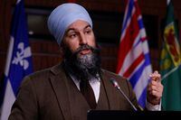 Canada's New Democratic Party leader Jagmeet Singh speaks at a news conference on Parliament Hill in Ottawa, Ontario, Canada December 8, 2021. REUTERS/Blair Gable