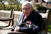 Retired British Army Captain Tom Moore, 99, is seen in Marston Moretaine, Britain, on April 15, 2020.