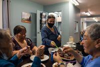 Elders have seal for lunch in Pangnirtung, Nunavut on October 19, 2021.