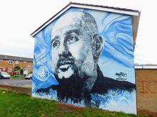 Manchester photos based partly on my experiences at a Nov. 5 Manchester City-Fulham matchPep Guardiola mural
