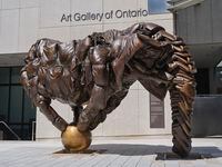 The sculpture “Couch Monster,”  by Brian Jungen is shown in a handout photo. Toronto's newest public art piece is a massive bronze sculpture of a circus elephant, fashioned out of used leather furniture. THE CANADIAN PRESS/HO-Art Gallery of Ontario **MANDATORY CREDIT** 