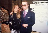 Sofia Coppola and Karl Lagerfeld at the Chanel 1988 Fall/Winter Collection Fashion Show . (Photo by Bertrand Rindoff Petroff/Getty Images)