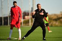 Jason deVos (right), Canada Soccer's director of development, works with Canadian defender Steven Vitoria in Toronto in an Oct., 2019 handout photo. DeVos, a former Canada captain, has been named Canada’s Soccer’s interim general secretary. THE CANADIAN PRESS/HO-Canada Soccer-Martin Bazyl **MANDATORY CREDIT** 