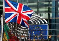 FILE PHOTO: A British Union Jack flag flutters outside the European Parliament in Brussels, Belgium January 30, 2020. REUTERS/Francois Lenoir