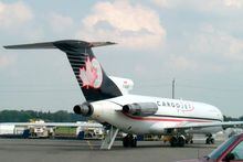 Cargojet's first aircraft arrives at John C. Munroe International Airport, Hamilton, Ontario on Wednesday, June 26, 2002.