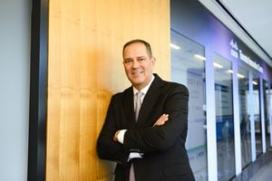 CEO of Cisco Chuck Robbins, poses for a photograph at their offices in, Toronto, Tuesday May 7, 2024. (Christopher Katsarov/The Globe and Mail)