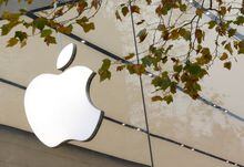 FILE PHOTO: The Apple Inc logo is seen at the entrance to the Apple store in Brussels, Belgium November 28, 2022. REUTERS/Yves Herman