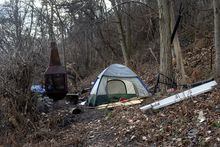 A homeless encampment is pictured in Toronto on Thursday  December 10, 2020. Toronto saw an average of 3.6 deaths per week among people experiencing homelessness last year, totalling 187 deaths in 2022 according to new city data. THE CANADIAN PRESS/Chris Young