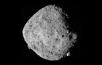 A mosaic image provided by NASA/Goddard/University of Arizona, of asteroid Bennu composed of 12 PolyCam images, by the OSIRIS-REx spacecraft from a range of 24 kilometres.