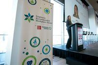 Erin Adams, The Globe's vice-president of Human Resources makes the opening remarks at the Solving Workplace Challenges event and 2018 Employee Recommended Workplace Awards ceremony at The Globe and Mail Centre, March 20, 2018.