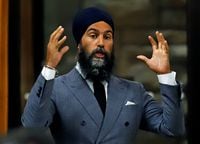 New Democratic Party Leader Jagmeet Singh speaks in parliament during Question Period in Ottawa.