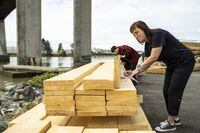 Kerrisdale Lumber supervisor Sharleen May at one of their storage yards in Vancouver British Columbia, June 6, 2022. Jimmy Jeong for The Globe and Mail.