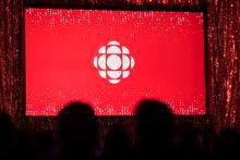 The CBC logo is projected onto a screen in Toronto on May 29, 2019.