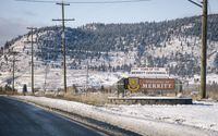 A sign welcomes visitors to Merritt, B.C., Friday, Nov. 19, 2021. The city is launching a four-day work week pilot program in hopes of attracting, recruiting and retaining staff for the city. THE CANADIAN PRESS/Jeff McIntosh