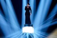 La Zarra of France performs during a dress rehearsal for the Eurovision Song Contest in Liverpool, England, Monday, May 8, 2023. (AP Photo/Martin Meissner)