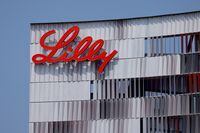 FILE PHOTO: Eli Lilly logo is shown on one of the company's offices in San Diego, California, U.S., September 17, 2020. REUTERS/Mike Blak/File Photo