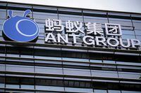 FILE PHOTO: The logo of Ant Group, an affiliate of Alibaba, is pictured at the company's headquarters in Hangzhou, Zhejiang province, China October 29, 2020. REUTERS/Aly Song
