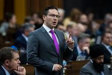 Conservative Leader Pierre Poilievre rises during Question Period in the House of Commons on Parliament Hill in Ottawa on Thursday, Oct. 27, 2022. THE CANADIAN PRESS/Justin Tang