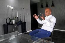 Laurent Lamothe, a former prime minister of Haiti, speaks during an interview in Miami Beach, Fla., following the news that Haitian President Jovenel Moïse was assassinated in an attack on his private residence, Wednesday, July 7, 2021. (AP Photo/Lynne Sladky)