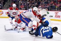 Winnipeg Jets forward Kyle Connor is checked by Montreal Canadiens captain Shea Weber after goaltender Carey Price made the save on a breakaway. The Habs beat the Jets 6-2 on Dec. 23, 2019.