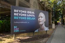 A billboard outside a BC Cancer building in Vancouver on September 29, 2022.