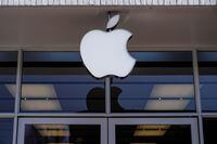 FILE PHOTO: Logo of an Apple store is in Washington, U.S., January 27, 2022.      REUTERS/Joshua Roberts