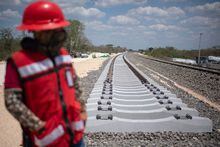 A worker is seen in the construction site of Section 3 of the Mayan Train, in Maxcanu, Yucatan state, Mexico, on March 31, 2023. - The tourist train, which will cover 1,554 km in five states, has been the subject of dozens of lawsuits from residents, activists, and environmental organizations. (Photo by Pedro PARDO / AFP) (Photo by PEDRO PARDO/AFP via Getty Images)