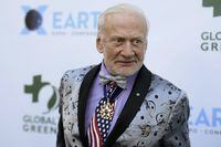 FILE - In a Wednesday, Feb. 28, 2018 file photo, Buzz Aldrin attends the 15th annual Global Green Pre-Oscar Gala, at NeueHouse Hollywood, in Los Angeles. Aldrin, who was one of the first people to walk on the moon, has married his “longtime love” in a small ceremony in Los Angeles. Aldrin wrote in a Facebook post that the wedding took place on Friday, Jan. 20, 2023 which was his 93rd birthday. (Photo by Richard Shotwell/Invision/AP, File)