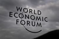 A sign of the World Economic Forum (WEF) is seen at the Congress centre during the WEF's annual meeting in Davos on May 23, 2022. (Photo by Fabrice COFFRINI / AFP) (Photo by FABRICE COFFRINI/AFP via Getty Images)