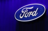 FILE PHOTO: The Ford logo is seen at the North American International Auto Show in Detroit, Michigan, U.S., January 15, 2019. REUTERS/Brendan McDermid/File Photo